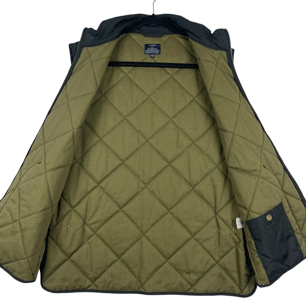 J Crew Outerwear Men's Diamond Quilted Vest Medium Black Full Zip Pockets 47752